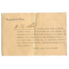 MARCELO T. DE ALVEAR NOTA DE PRESIDENCIA DE LA NACION CON FIRMA AUTOGRAFA DEL PRESIDENTE HOJA CON ESCUDO EN RELIVE